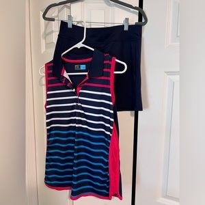 PGA tour brand golf outfit. Small skort, medium top. Navy bottom.